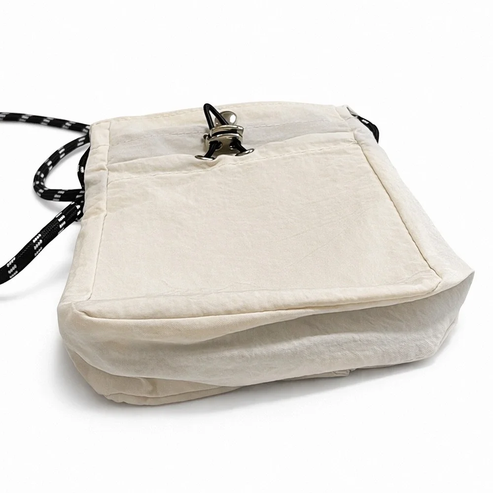 Beige‎ Nylon Utility Crossbody Bag Rope Strap Gorpcore Techwear Pouch